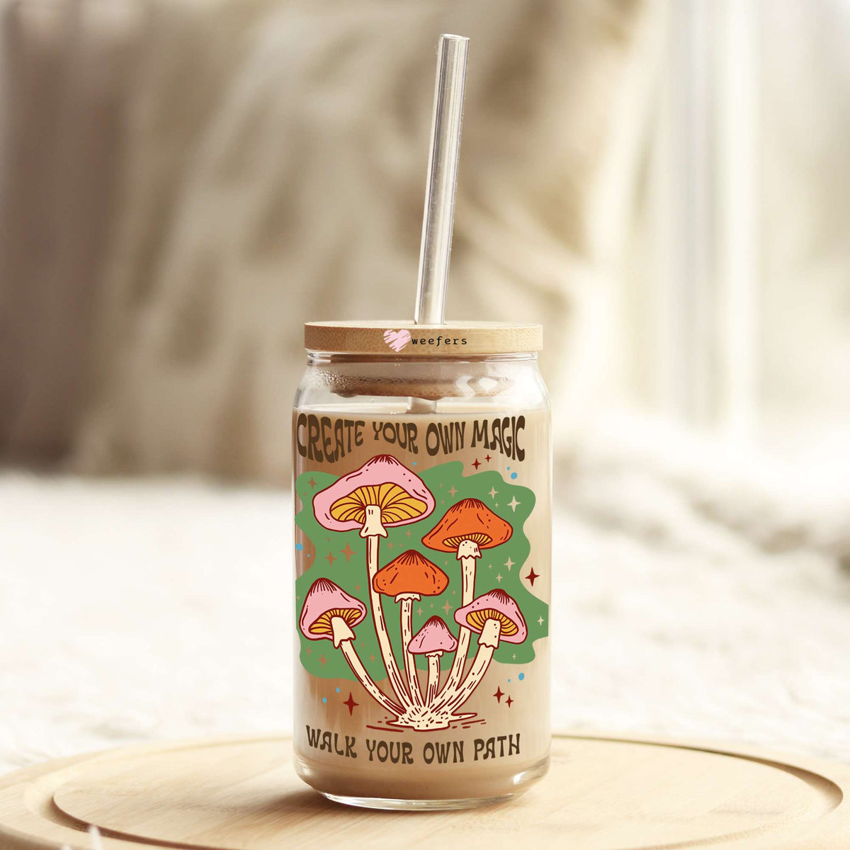 Create Your Own Magic Walk Your Own Path 16oz Libbey Glass Can UV DTF or Sublimation Cup Wrap - Decal Transfer Weefers