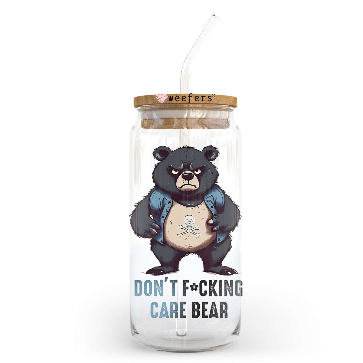 Don't Fing Care 20oz Libbey Glass Can UV DTF or Sublimation Wrap - Decal Transfer Weefers