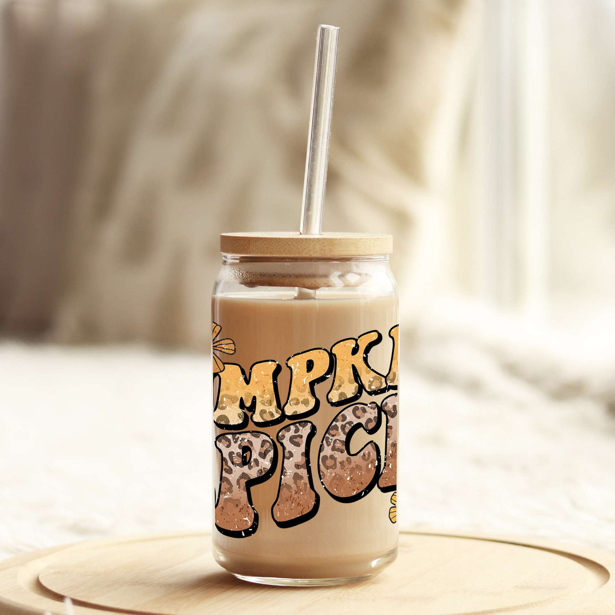 Pumpkin Spice Fall 16oz Libbey Glass Can UV DTF or Sublimation Wrap - Decal Weefers