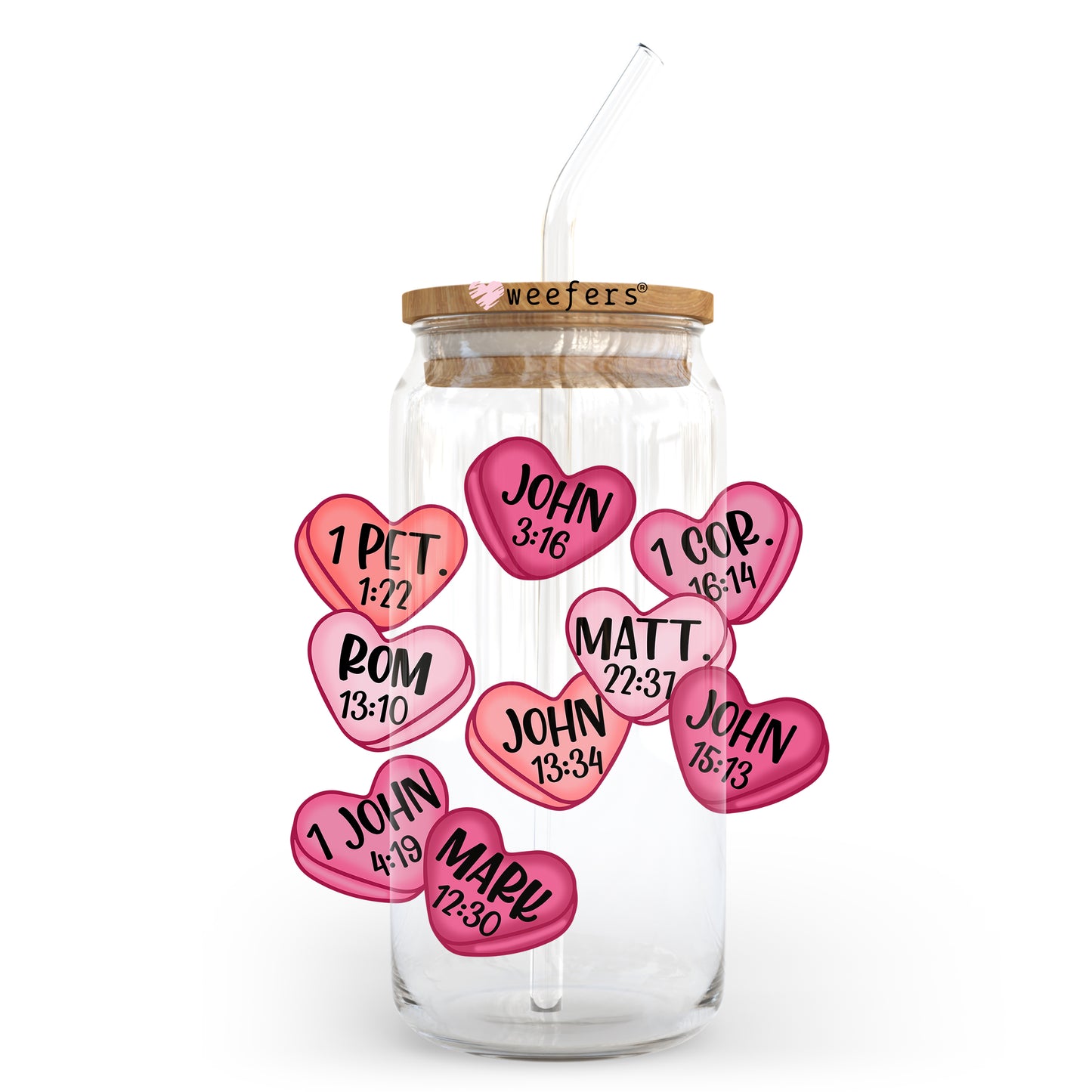 Bible Versus Valentine's Day 20oz Libbey Glass Can UV DTF or Sublimation Wrap - Decal Weefers