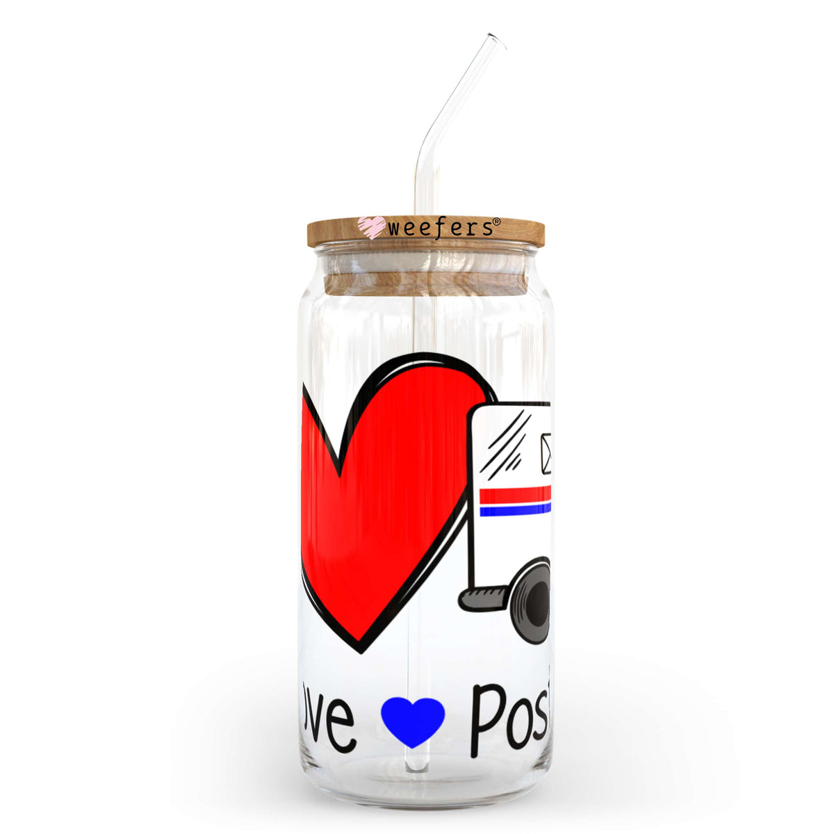 Peace Love Postal Worker 20oz Libbey Glass Can, 34oz Hip Sip, 40oz Tumbler UV DTF or Sublimation Decal Transfer Weefers