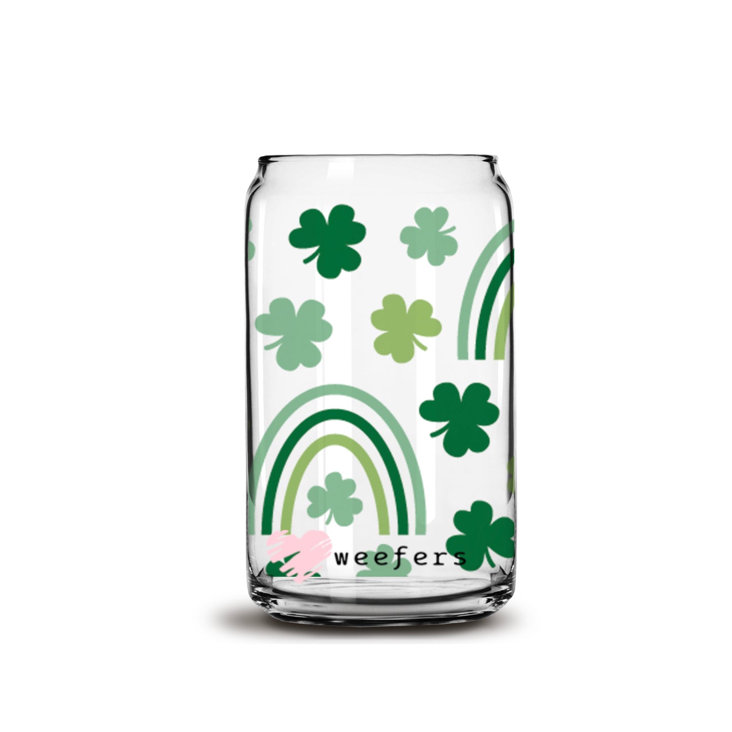St Patrick's Day - Boho Rainbow Shamrocks Libbey Glass Can Wrap UV DTF Sublimation Transfers Weefers