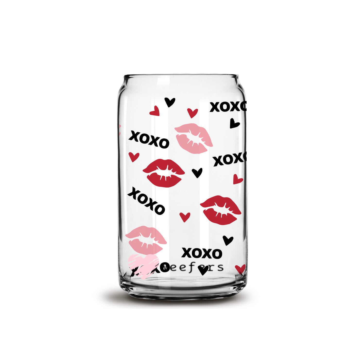 Valentine Lips XOXO Libbey Glass Can Wrap UV DTF Sublimation Transfers Weefers