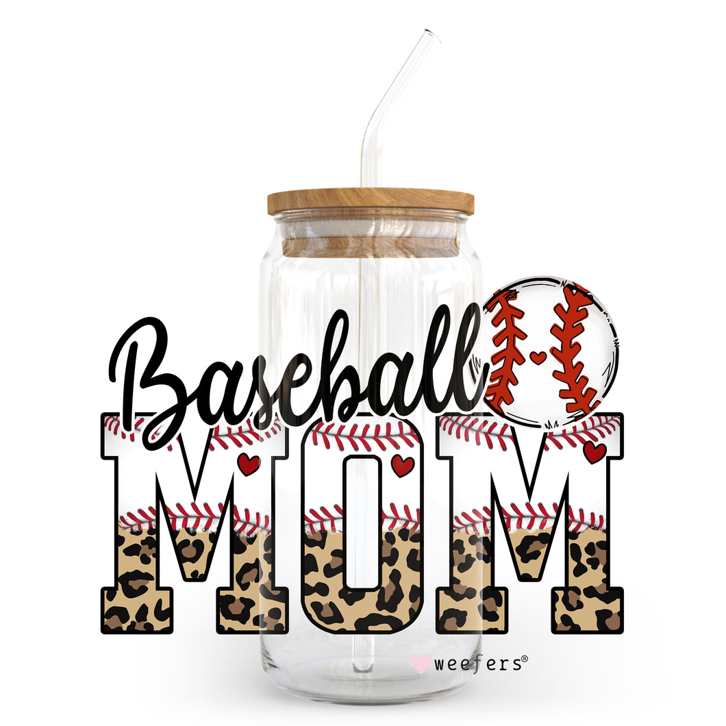 Baseball Mom Brown Leopard 20oz Libbey Glass Can, 34oz Hip Sip, 40oz Tumbler UVDTF or Sublimation Decal Transfer
