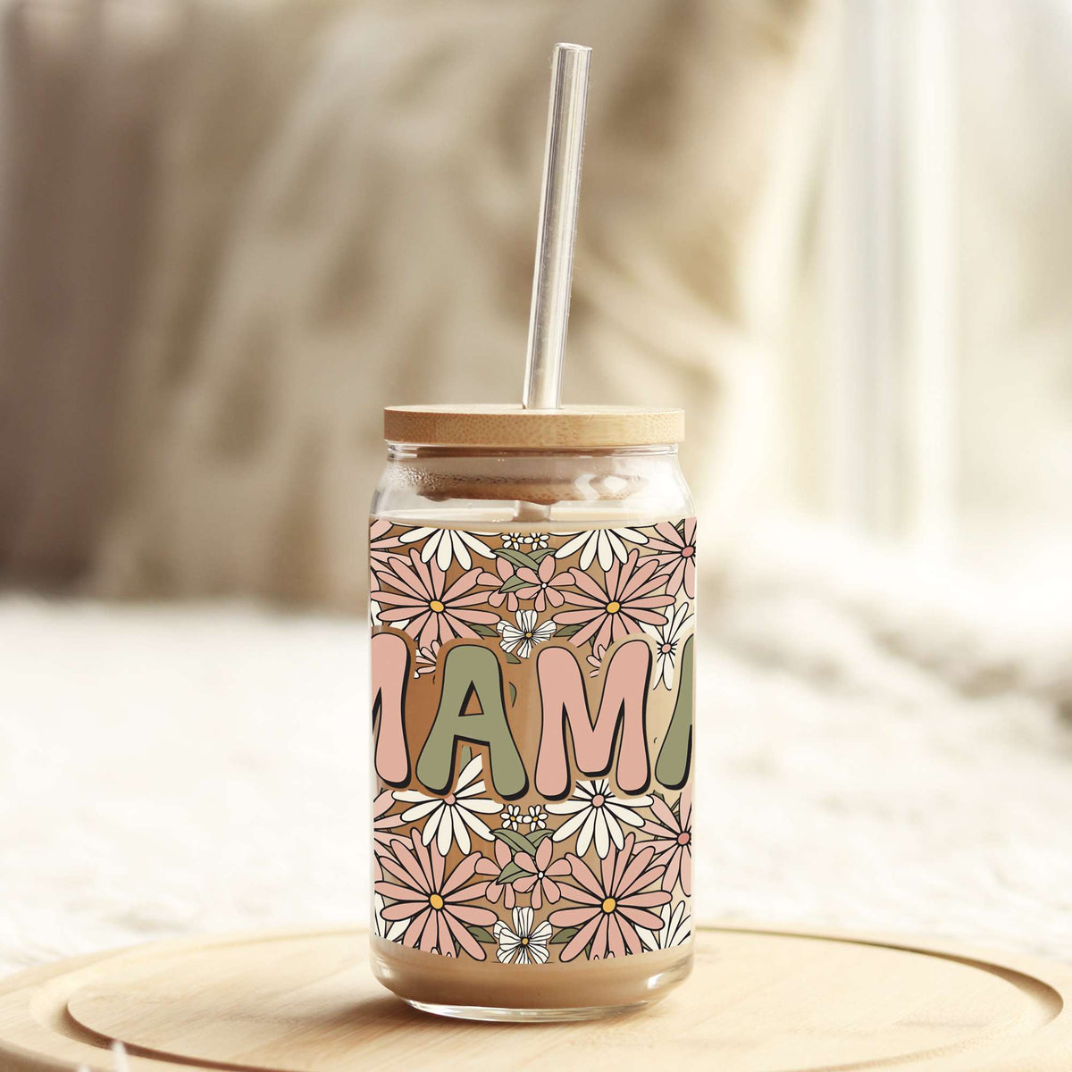 Mama Florals 16oz Libbey Glass Can UV DTF or Sublimation Wrap - Decal Weefers