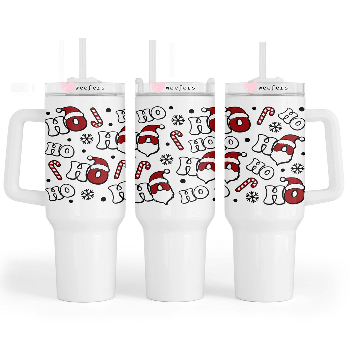 Christmas Ho Ho Ho 40oz Tumbler UV DTF or Sublimation Wrap - Decal Weefers