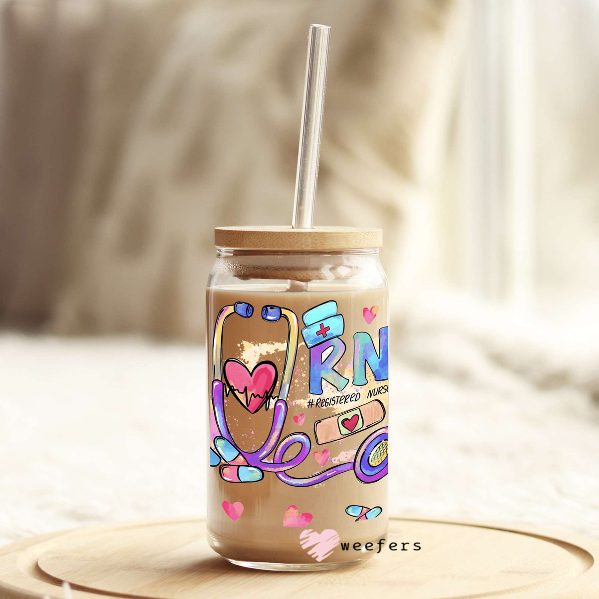 RN Nurse 16oz Libbey Glass Can UV DTF or Sublimation Wrap - Decal Weefers