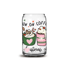 Load image into Gallery viewer, I run on Coffee and Christmas Cheer 16oz Libbey Glass Can UV-DTF or Sublimation Wrap - Decal
