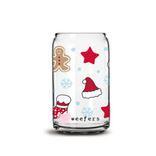 Load image into Gallery viewer, Gingerbread Santa Hats Christmas 16oz Libbey Glass Can UV-DTF or Sublimation Wrap - Decal
