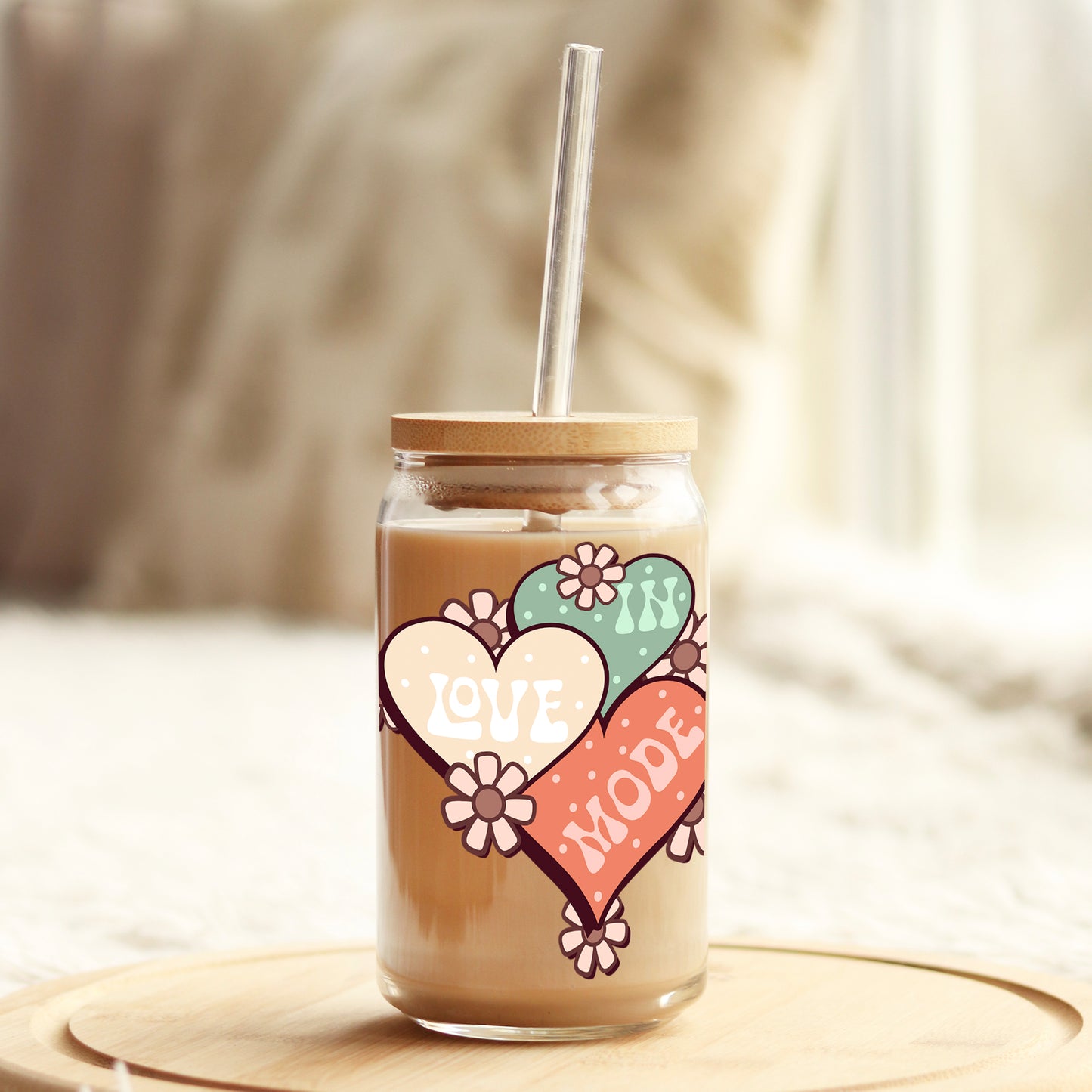 Love in Mode Valentine's Day 16oz Libbey Glass Can UV DTF or Sublimation Cup Wrap - Decal Transfer Weefers