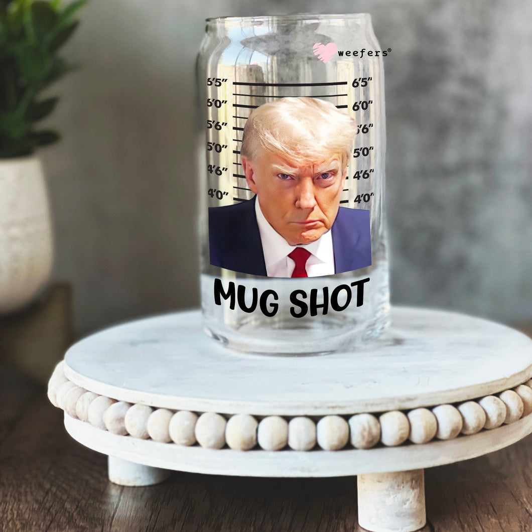 Trump Mug Shot 16oz Libbey Glass Can UV-DTF or Sublimation Wrap - Decal