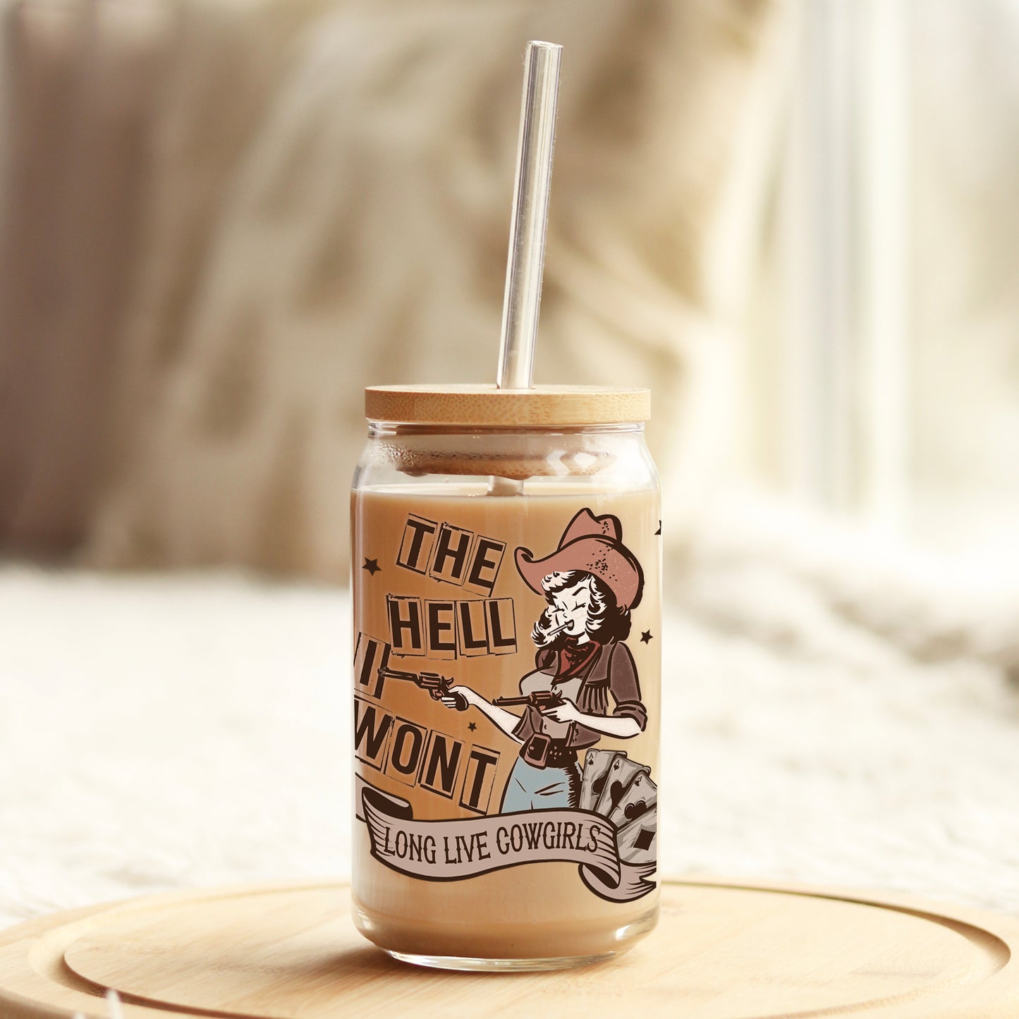 The Hell I Won't 16oz Libbey Glass Can UV DTF or Sublimation Cup Wrap - Decal Transfer Weefers