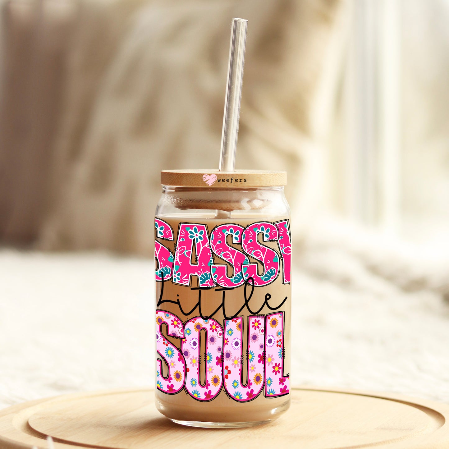 Sassy Soul Pink 16oz Libbey Glass Can UV DTF or Sublimation Cup Wrap - Decal Transfer Weefers