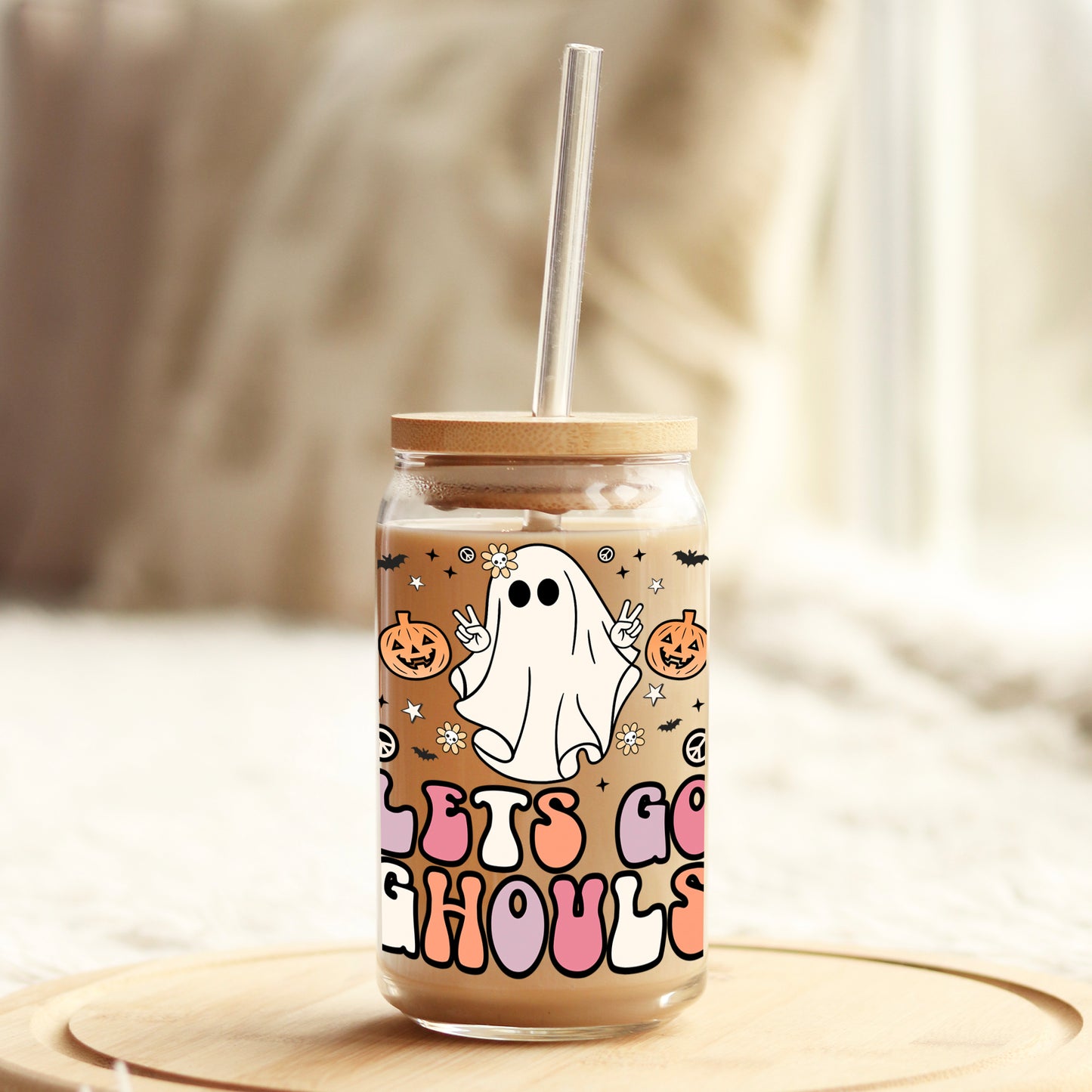 Let's Go Ghouls Halloween 16oz Libbey Glass Can UV DTF or Sublimation Wrap - Decal Weefers