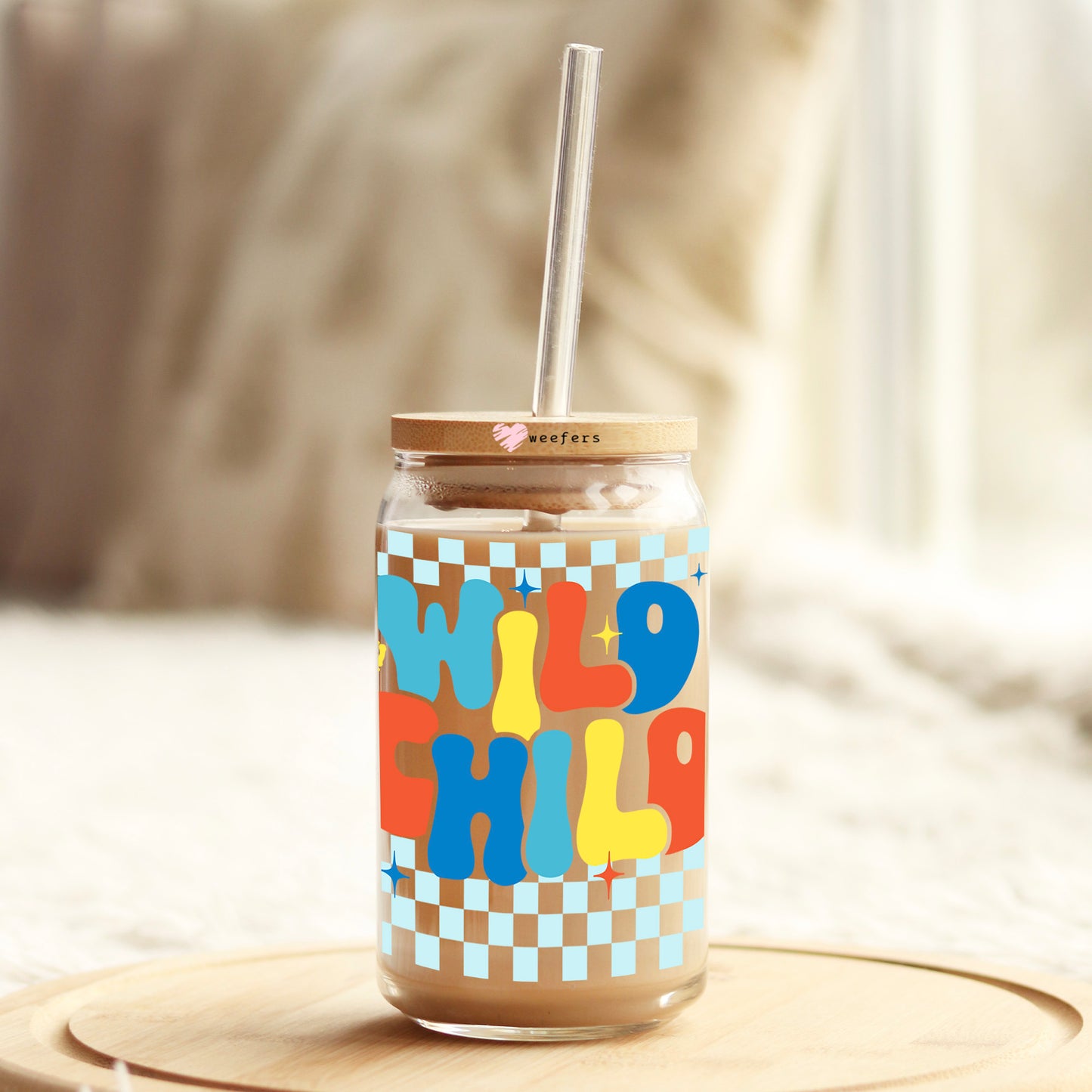 Wild Child Bright Colors 16oz Libbey Glass Can UV DTF or Sublimation Cup Wrap - Decal Transfer Weefers