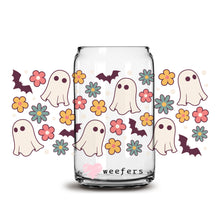 Load image into Gallery viewer, Retro Floral Ghost 16oz Libbey Glass Can UV-DTF or Sublimation Wrap - Decal
