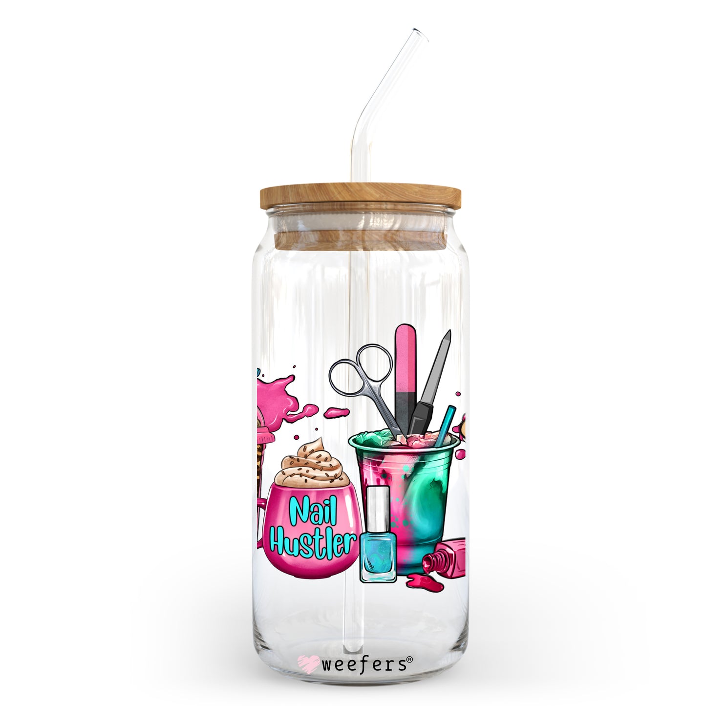 Hair Hustler 20oz Libbey Glass Can, 34oz Hip Sip, 40oz Tumbler UV DTF or Sublimation Decal Transfer Weefers