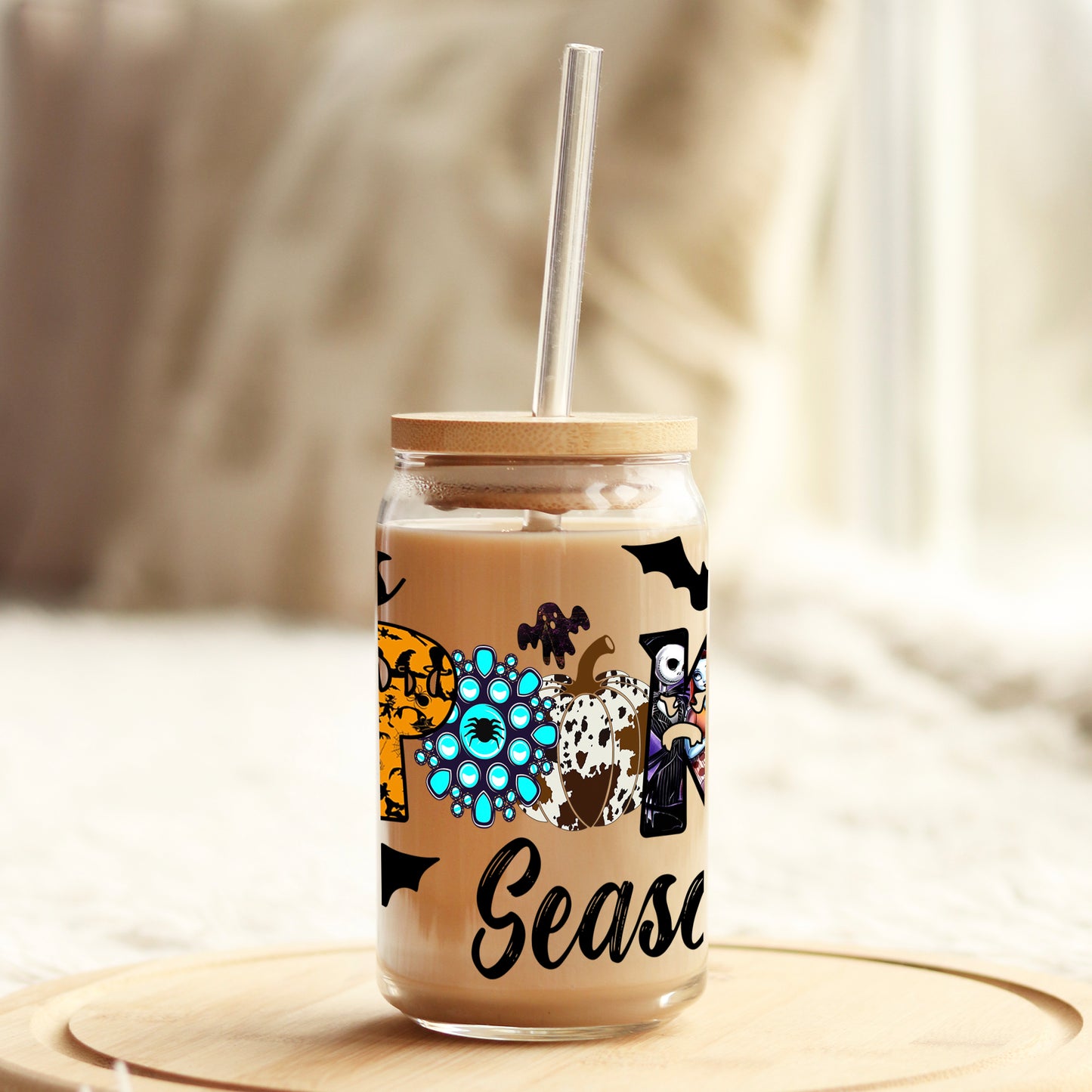 Spooky Season Western 16oz Libbey Glass Can UV DTF or Sublimation Wrap - Decal Weefers