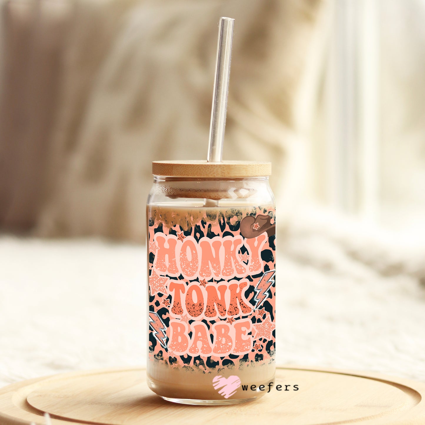 Honky Tonk Babe 16oz Libbey Glass Can UV DTF or Sublimation Wrap - Decal Weefers