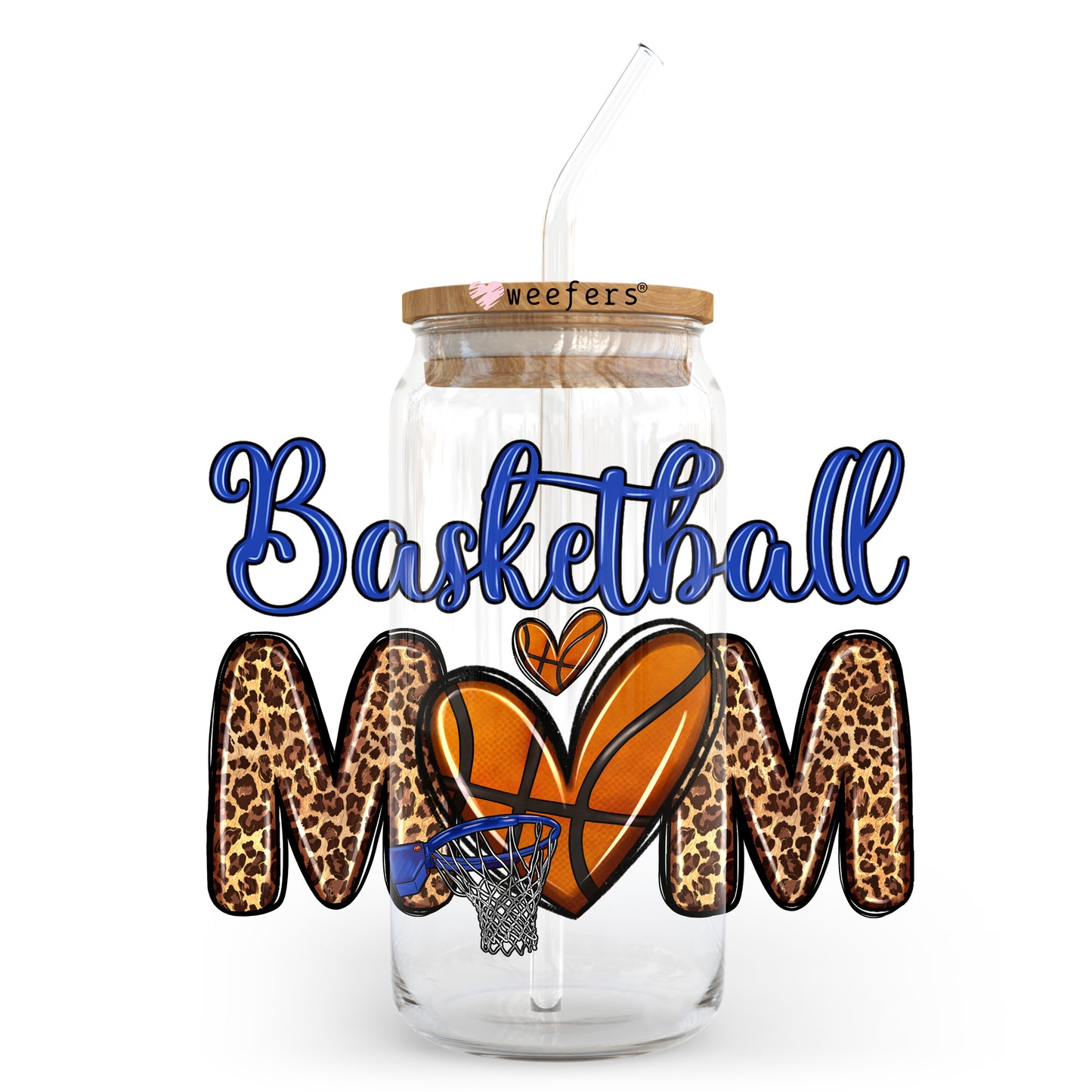Basketball Mom 20oz Libbey Glass Can UV DTF or Sublimation Wrap - Decal Transfer Weefers