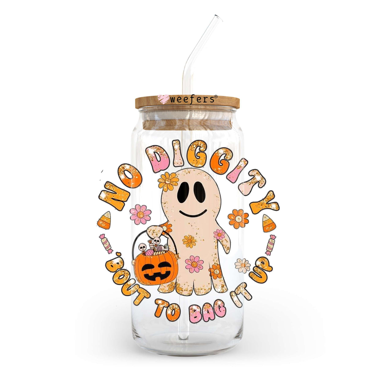 No Diggity Bout to Bag it Up Halloween 20oz Libbey Glass Can, 34oz Hip Sip, 40oz Tumbler UV DTF or Sublimation Decal Transfer Weefers