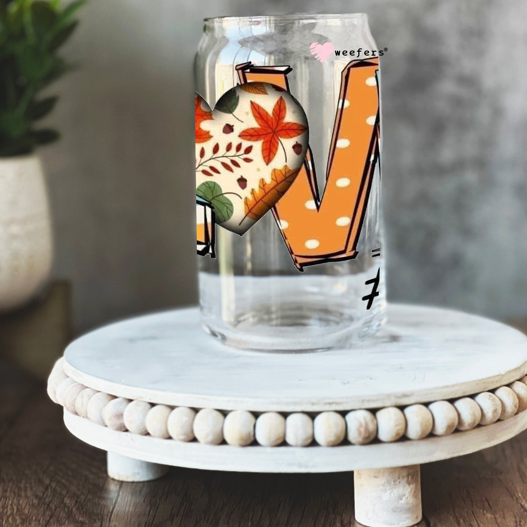 Love #Fall 16oz Libbey Glass Can UV-DTF or Sublimation Wrap - Decal
