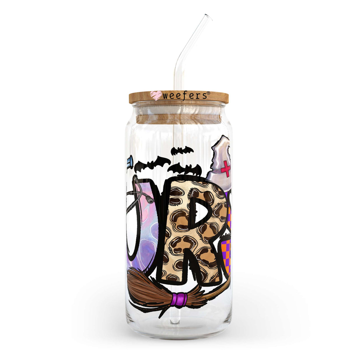 Nurse Halloween 20oz Libbey Glass Can, 34oz Hip Sip, 40oz Tumbler UV DTF or Sublimation Decal Transfer Weefers