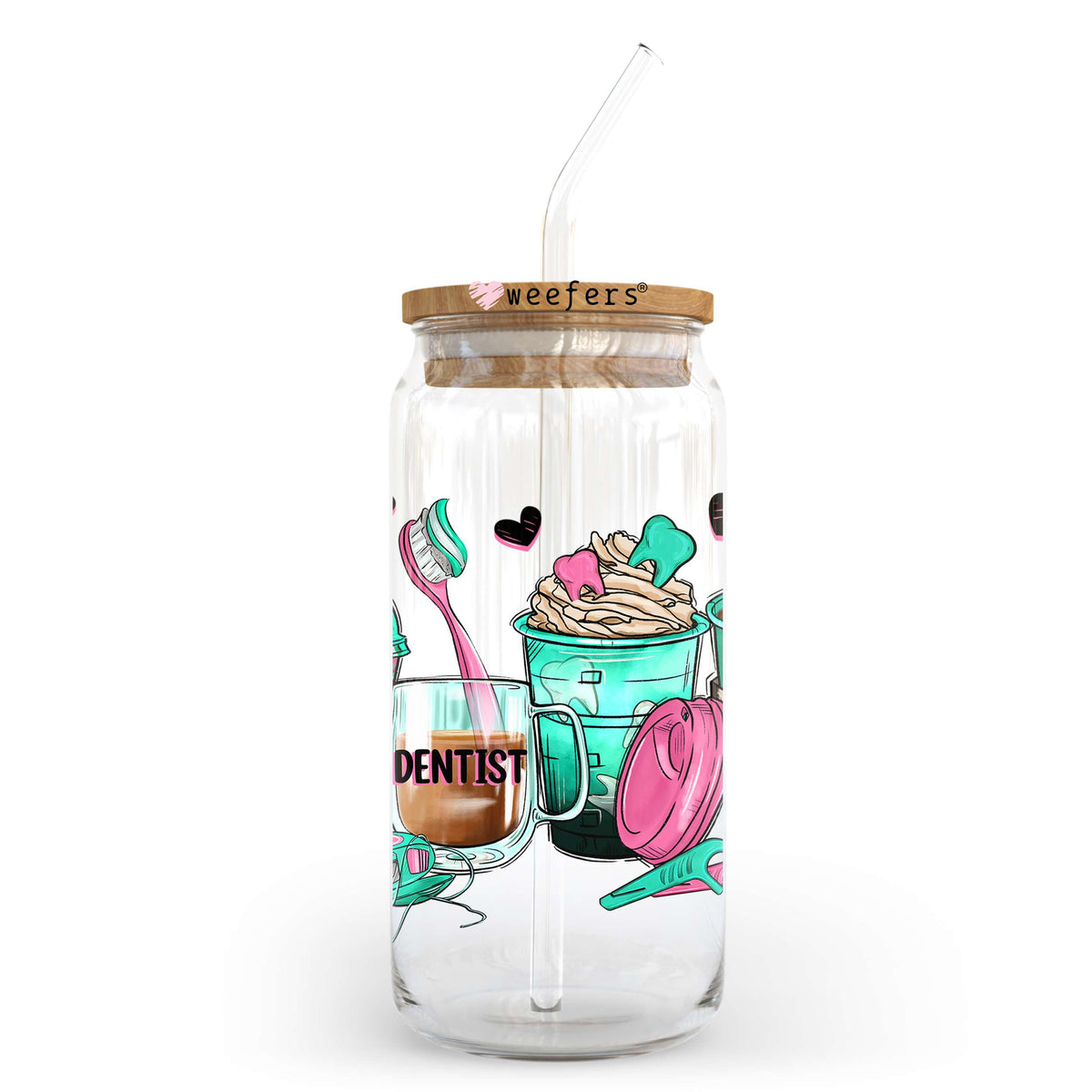 Dentist Coffee Latte 20oz Libbey Glass Can, 34oz Hip Sip, 40oz Tumbler UV DTF or Sublimation Decal Transfer Weefers