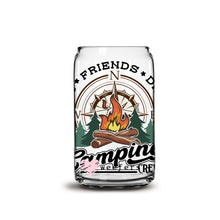 Load image into Gallery viewer, Fire Friends Drinks Camping Crew 16oz Libbey Glass Can UV-DTF or Sublimation Wrap - Decal
