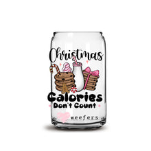 Load image into Gallery viewer, Funny Christmas Calories Don&#39;t Count 16oz Libbey Glass Can UV-DTF or Sublimation Wrap - Decal
