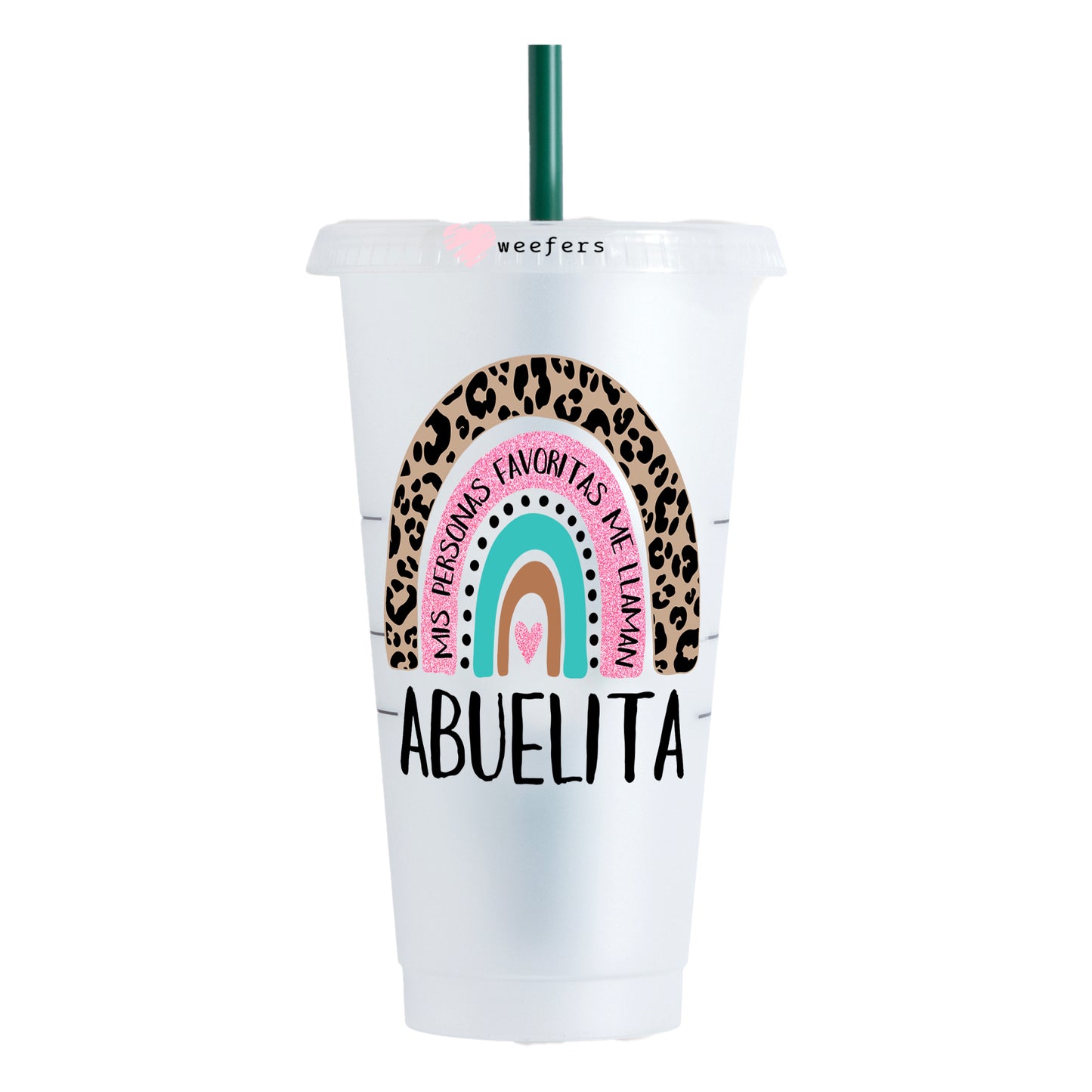 Spanish Mother's Day Boho Rainbow Abuelita 24oz UV DTF Cold Cup Wrap - Ready to apply Decal Weefers