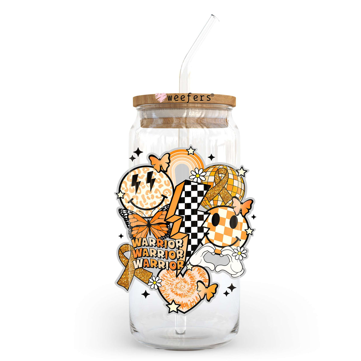 MS Warrior Awareness 20oz Libbey Glass Can UV DTF or Sublimation Wrap - Decal Transfer Weefers