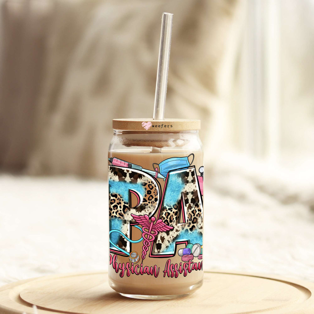 Physician Assistant Western 16oz Libbey Glass Can UV DTF or Sublimation Cup Wrap - Decal Weefers