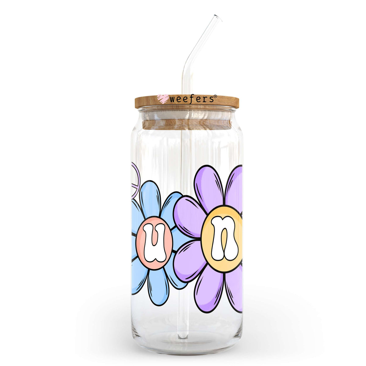 Aunt Flower 20oz Libbey Glass Can UV DTF or Sublimation Wrap - Decal Transfer Weefers