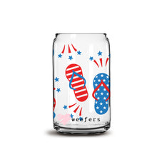 Load image into Gallery viewer, 4th of July Flip Flops 16oz Libbey Glass Can UV-DTF or Sublimation Wrap - Decal

