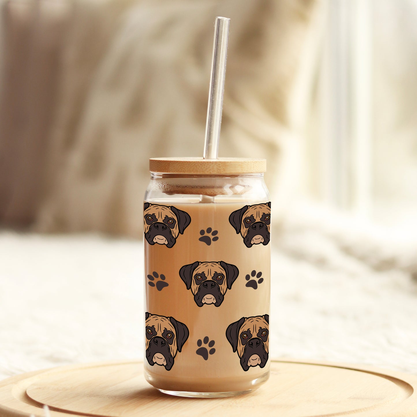 Boxers Faces 16oz Libbey Glass Can UV DTF or Sublimation Cup Wrap - Decal Transfer Weefers
