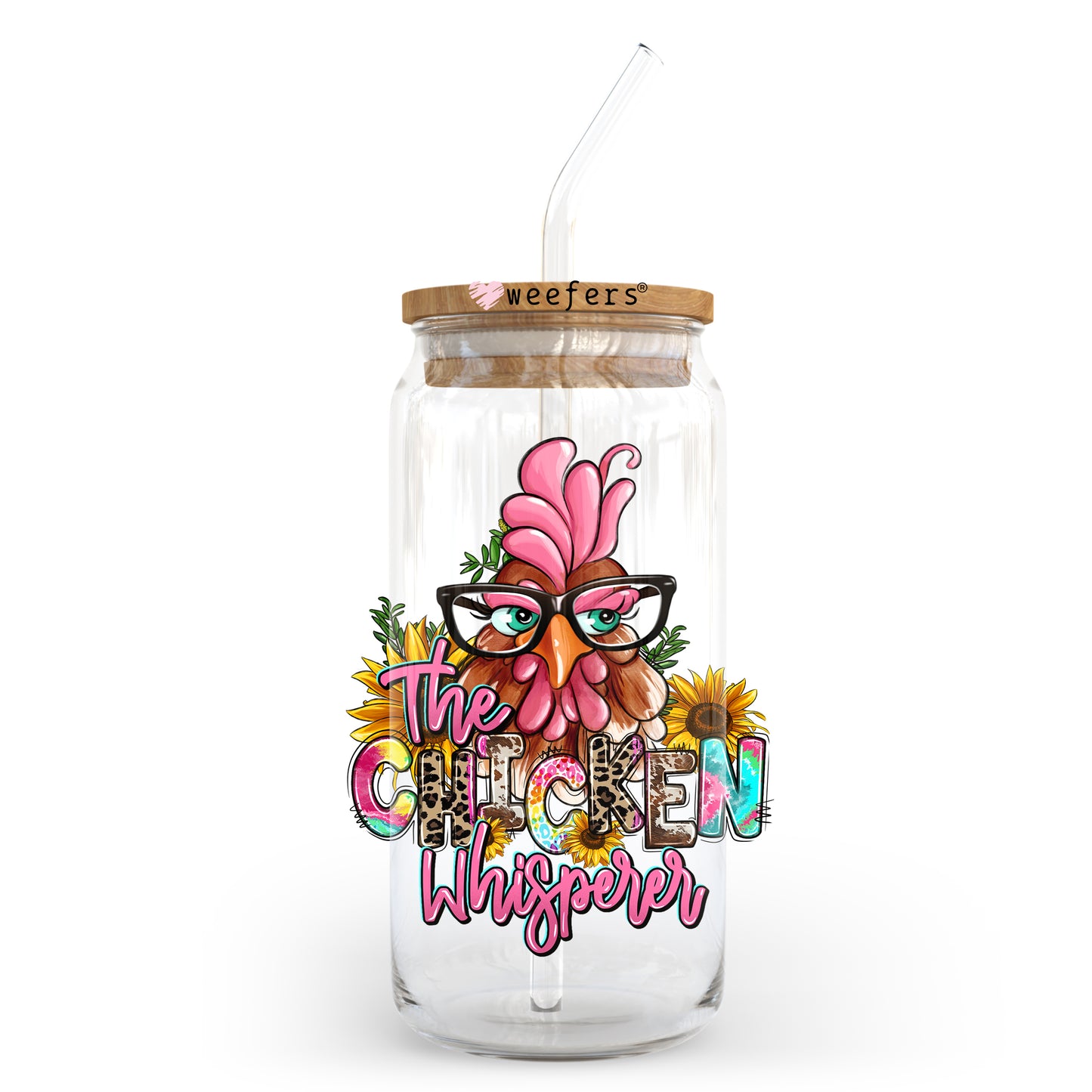 The Chicken Whisperer 20oz Libbey Glass Can UV DTF or Sublimation Wrap - Decal Weefers