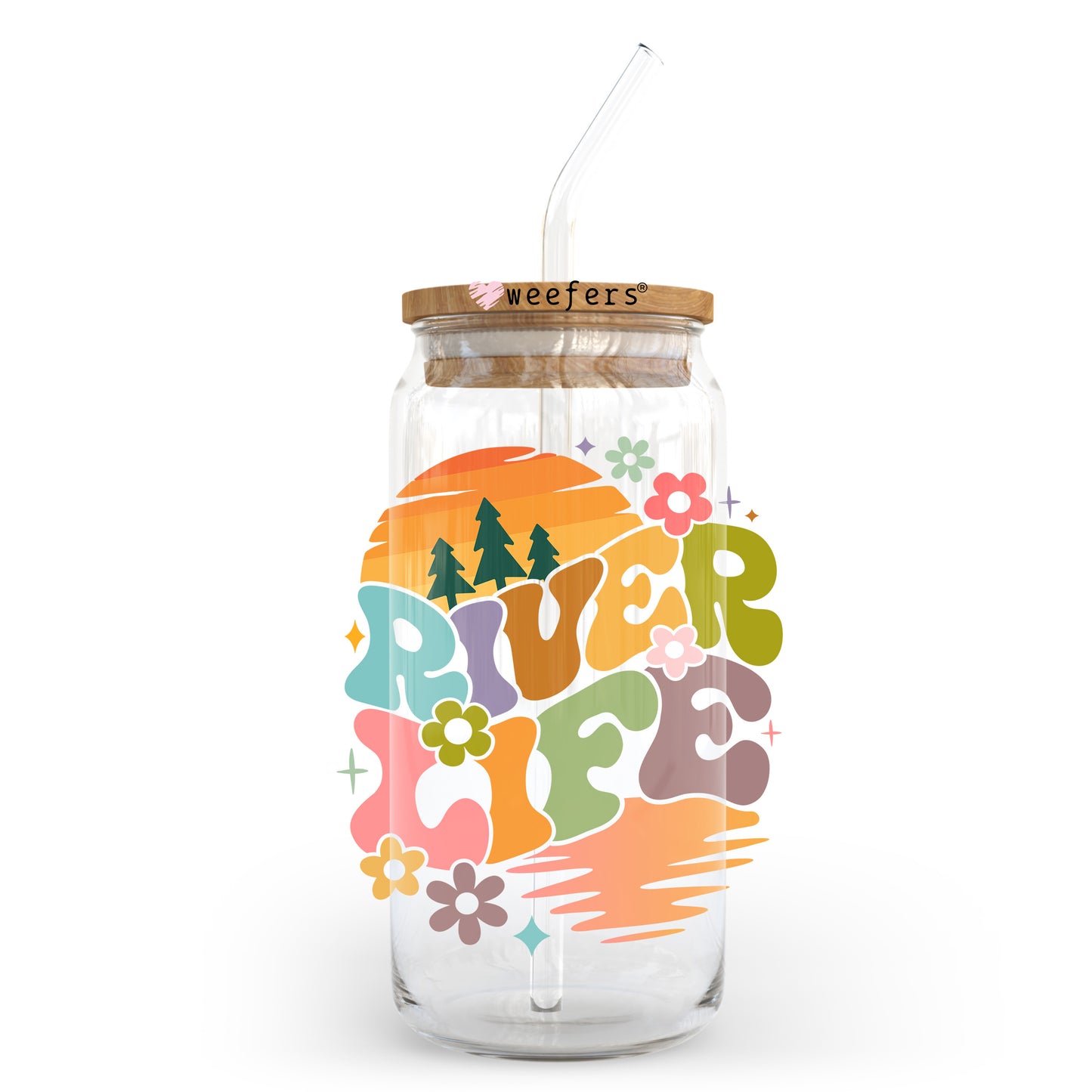 River Life 20oz Libbey Glass Can UV DTF or Sublimation Wrap - Decal Transfer Weefers