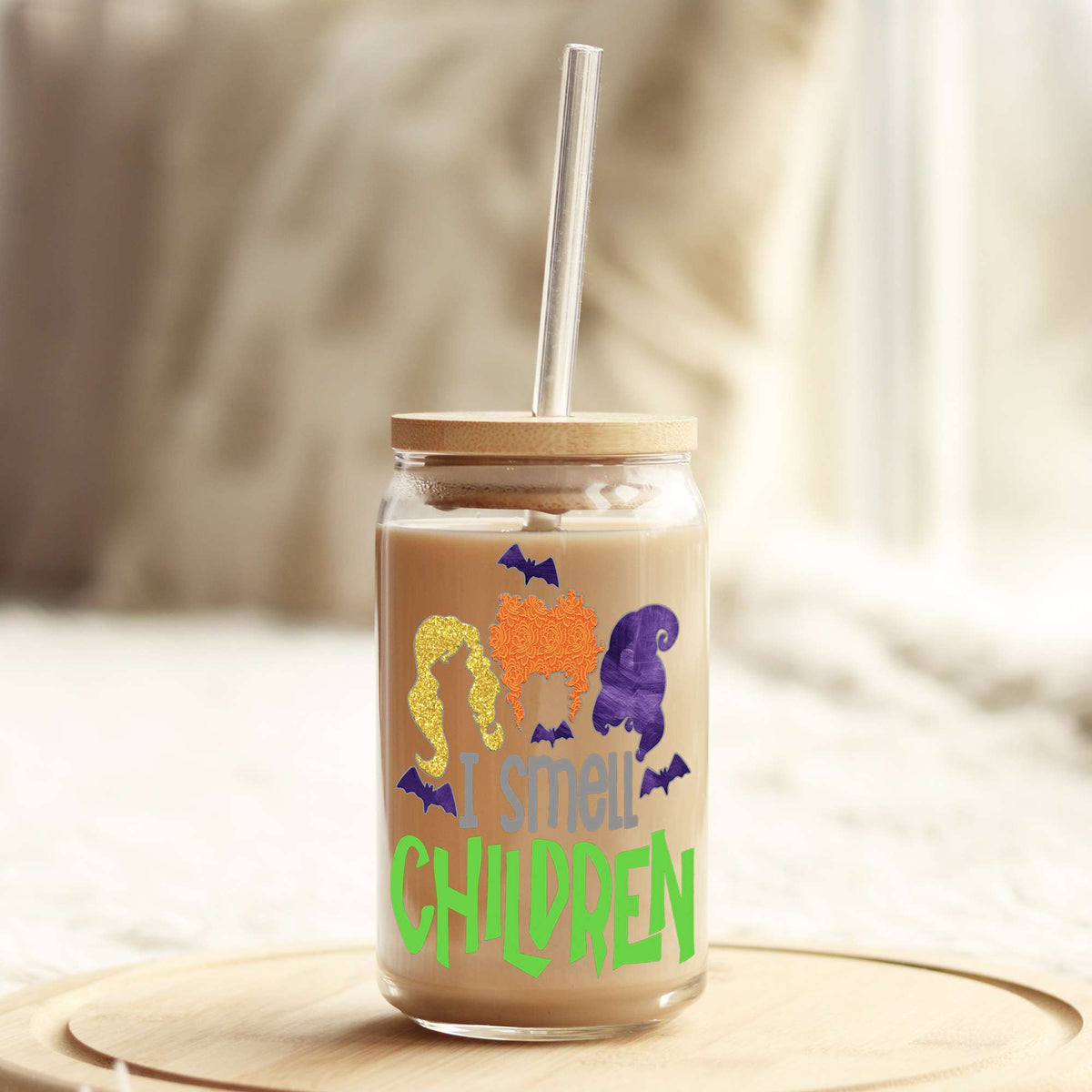 I smell children Halloween 16oz Libbey Glass Can UV DTF or Sublimation Wrap - Decal Weefers