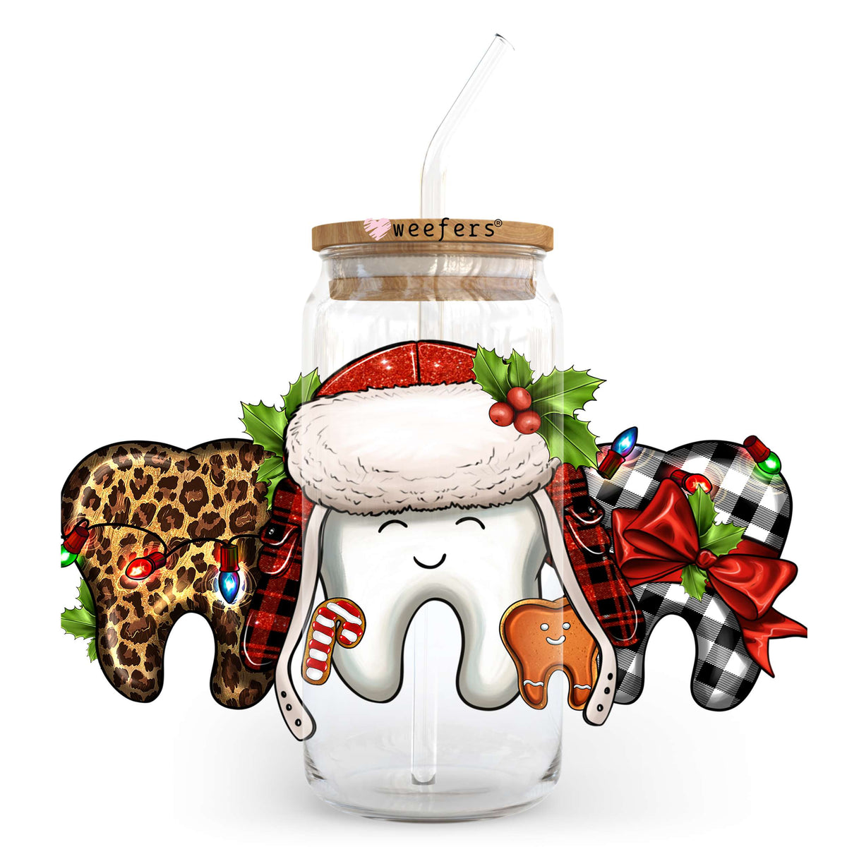 Dentist Christmas 20oz Libbey Glass Can, 34oz Hip Sip, 40oz Tumbler UV DTF or Sublimation Decal Transfer Weefers