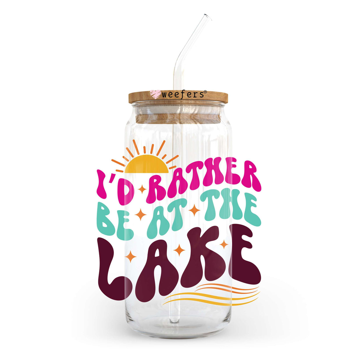I'd Rather Be at the Lake 20oz Libbey Glass Can UV DTF or Sublimation Wrap - Decal Transfer Weefers