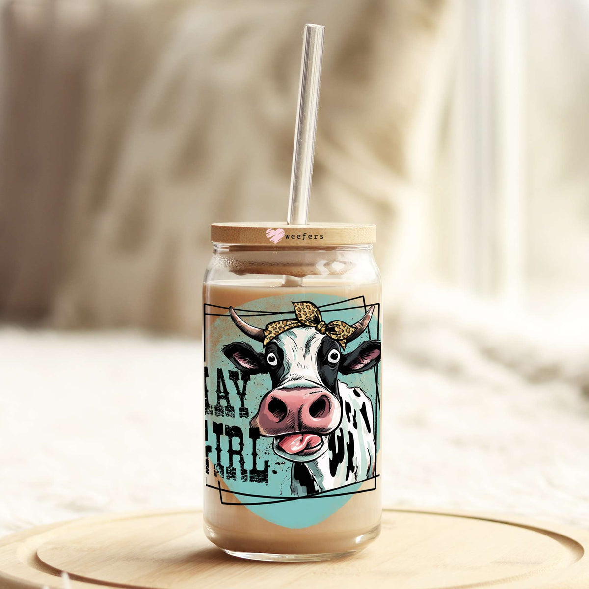 Hay Girl 16oz Libbey Glass Can UV DTF or Sublimation Cup Wrap - Decal Transfer Weefers