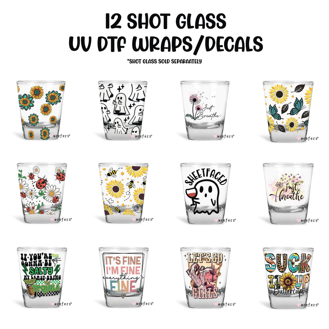 12 Shot Glass UV DTF Wraps - Decals Bundle - Vol. 1