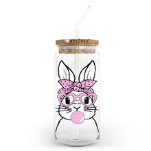 Load image into Gallery viewer, a glass jar with a straw in it with a picture of a bunny on it
