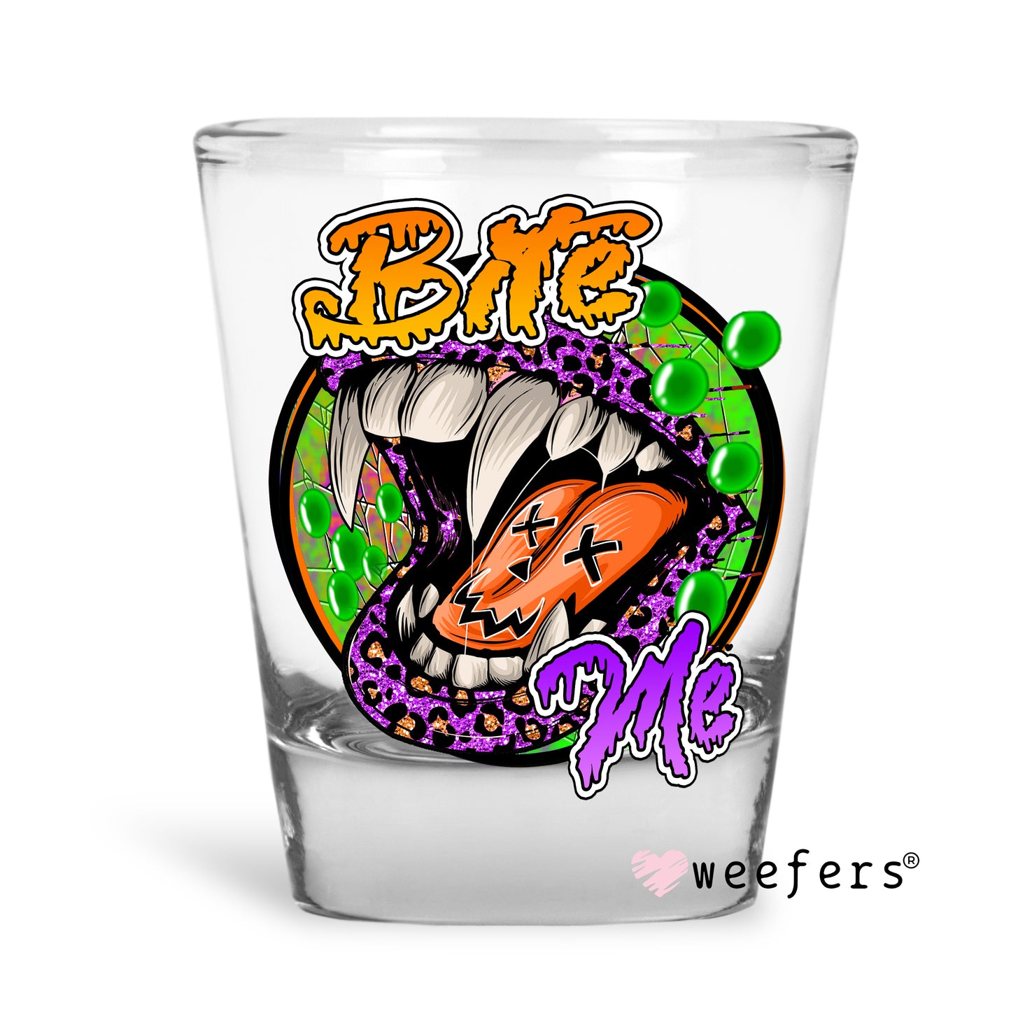 Bite Me Halloween Shot Glass Short UV DTF or Sublimation Wrap - Decal Weefers