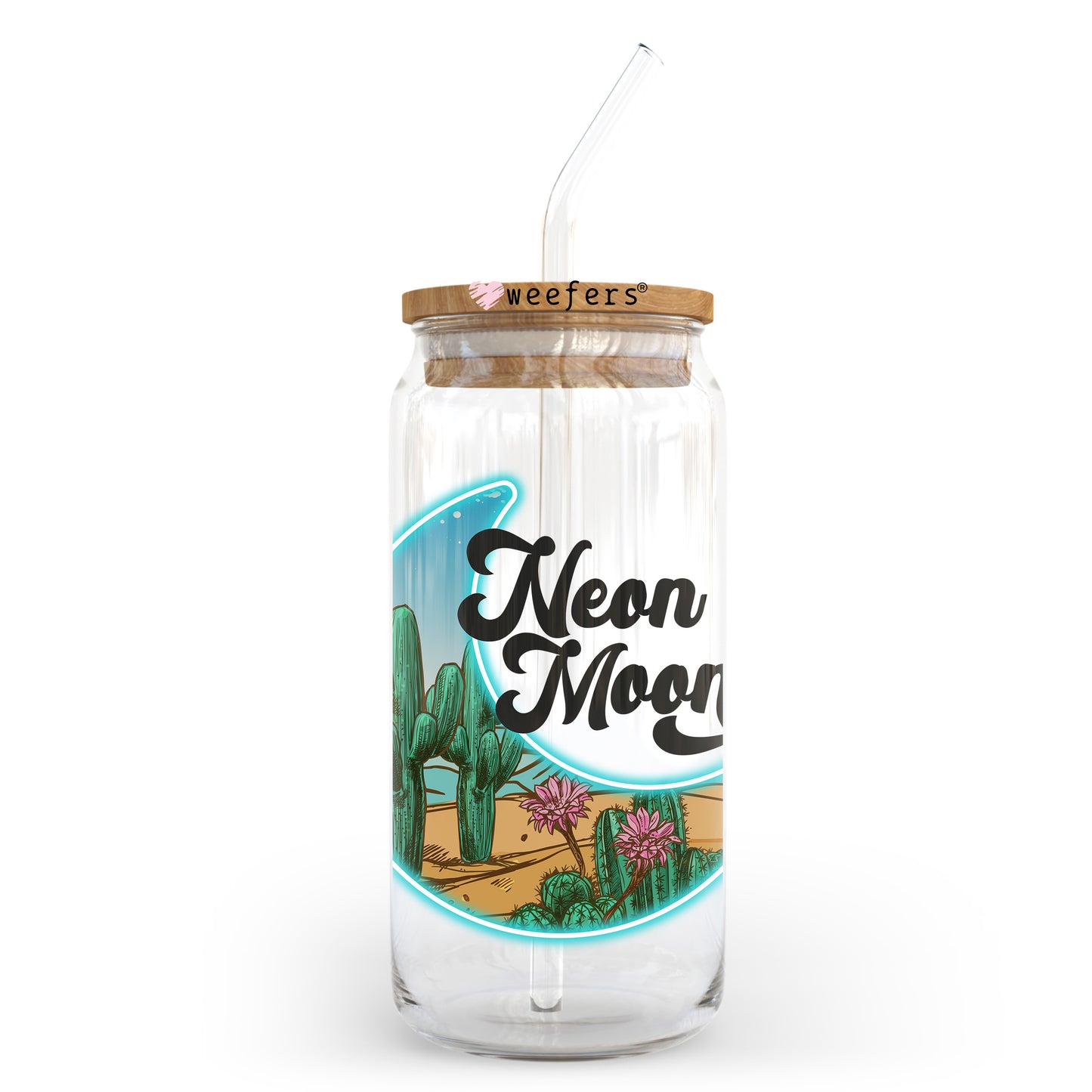 Neon Moon 20oz Libbey Glass Can UV DTF or Sublimation Wrap - Decal Transfer Weefers