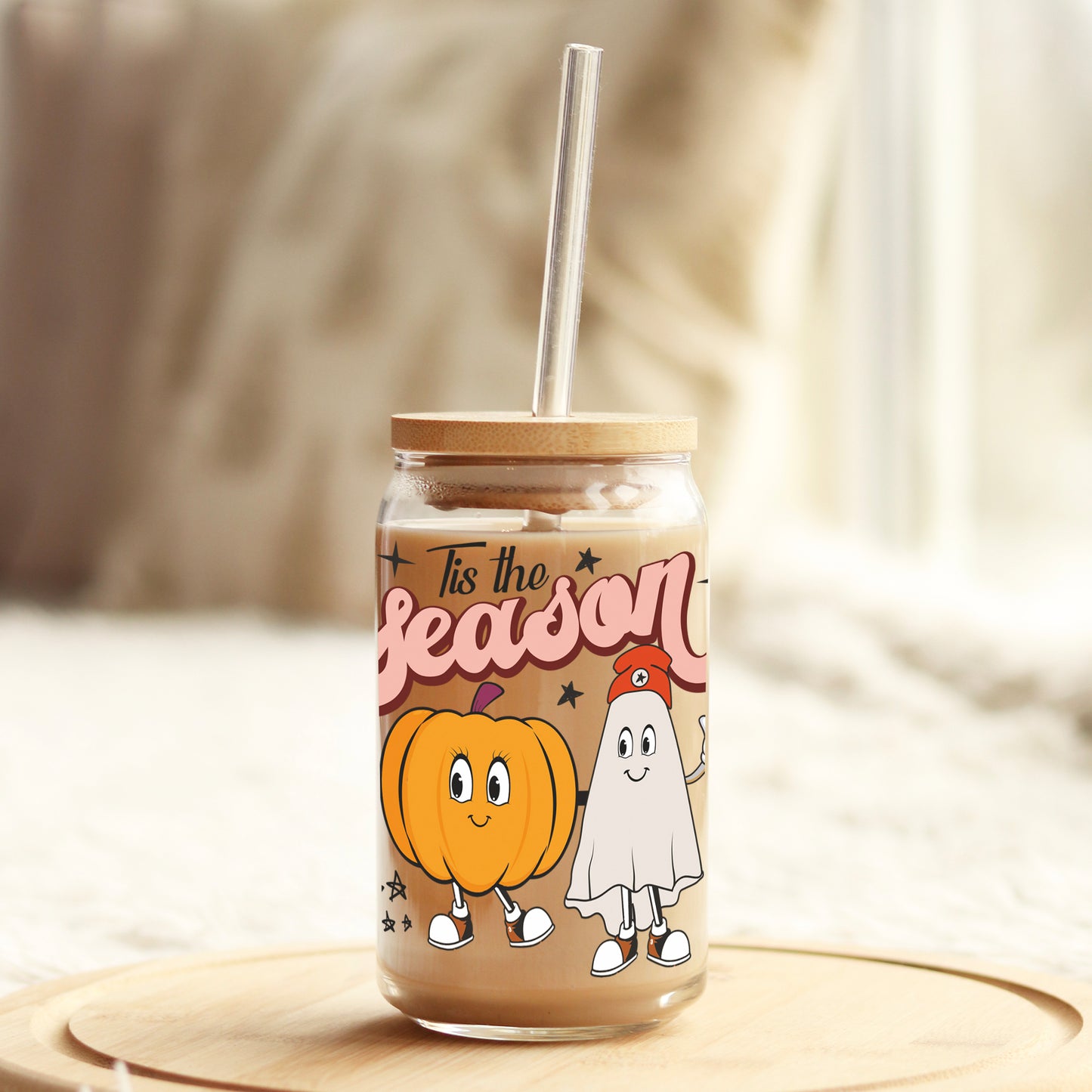 Tis The Season 16oz Libbey Glass Can UV DTF or Sublimation Wrap - Decal Weefers