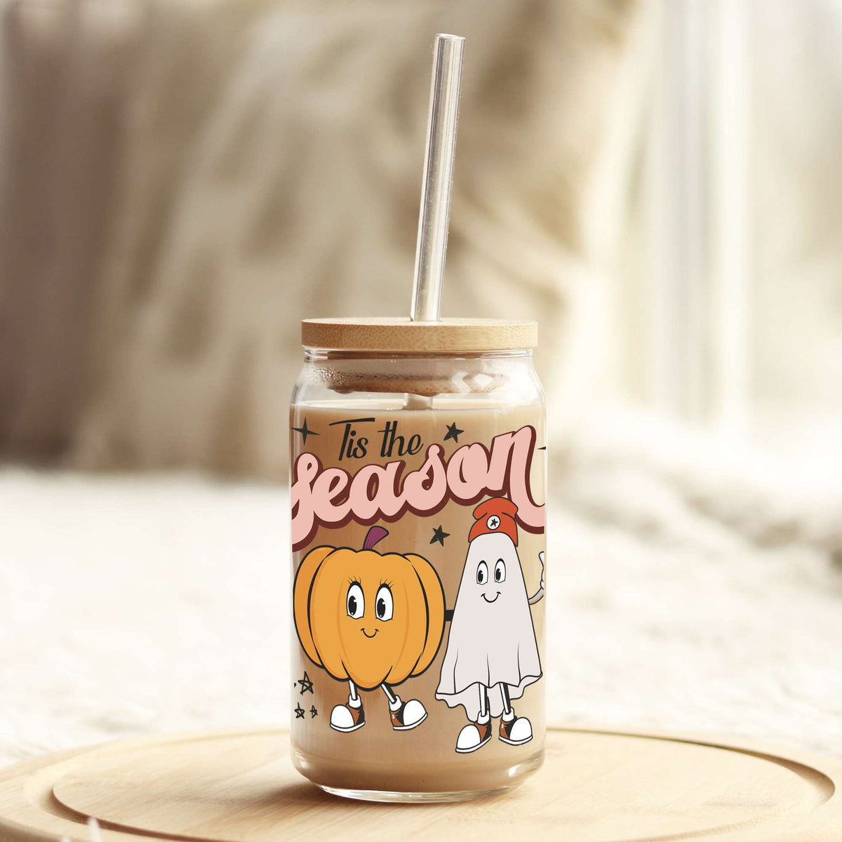 Tis The Season 16oz Libbey Glass Can UV DTF or Sublimation Wrap - Decal Weefers