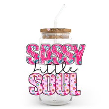 Load image into Gallery viewer, a jar with a straw in it that says sassy is the soul
