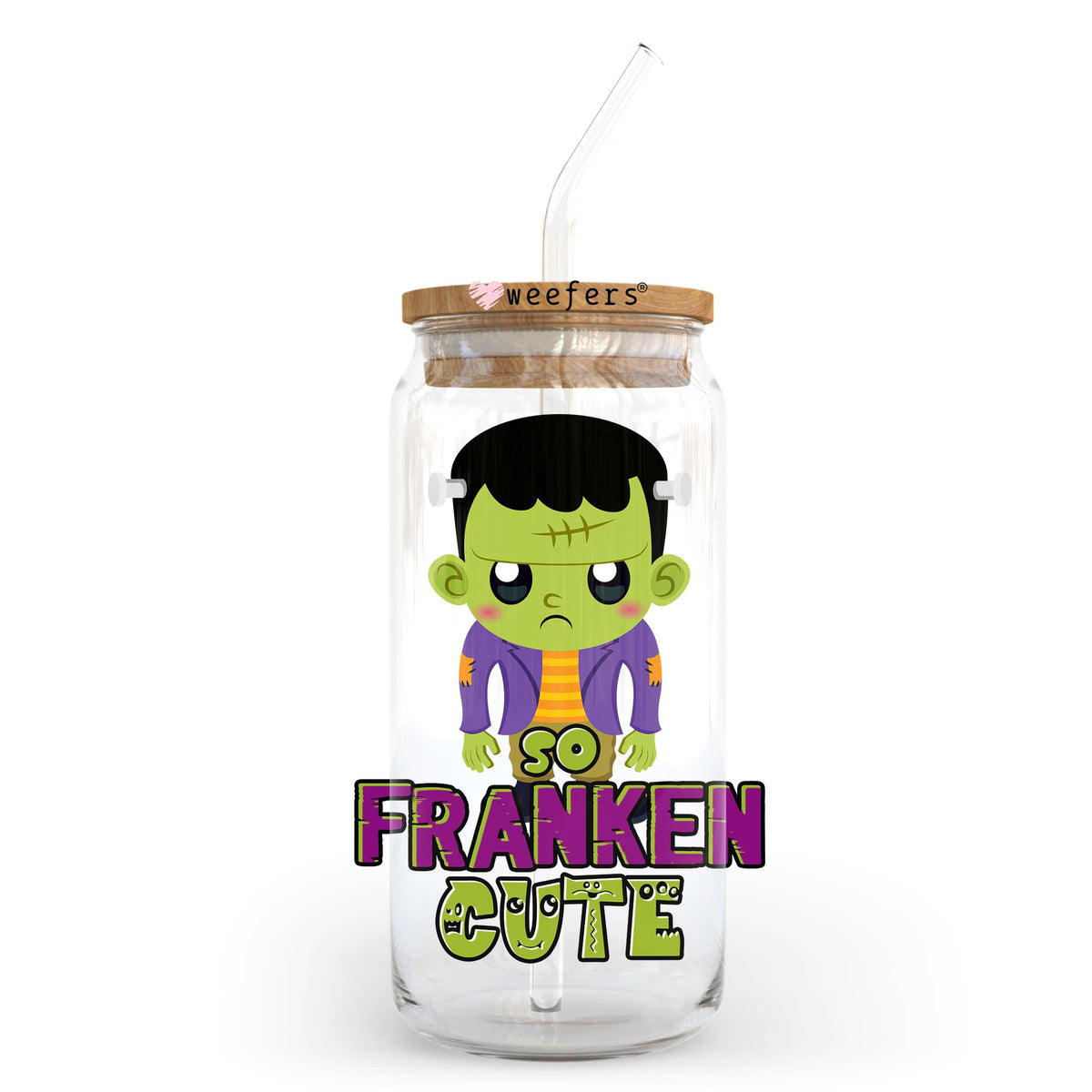 So Franken Cute Halloween 20oz Libbey Glass Can, 34oz Hip Sip, 40oz Tumbler UV DTF or Sublimation Decal Transfer Weefers